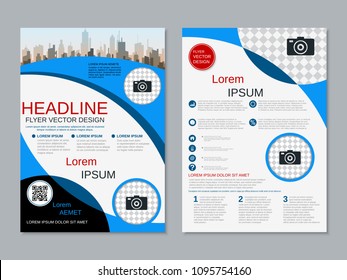 Modern geometric style business two-sided flyer, booklet, brochure cover, annual report vector design template