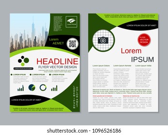 Modern geometric style business two-sided flyer, booklet, brochure cover, annual report vector design templat