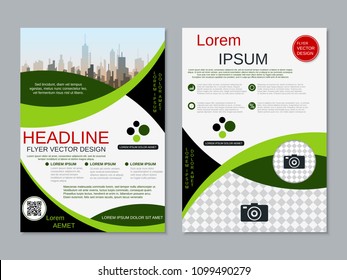 Modern geometric style business two-sided flyer, booklet, brochure cover, annual report vector design template