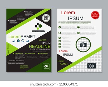 Modern geometric style business two-sided flyer, booklet, brochure cover, annual report vector design template