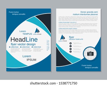 Modern geometric style business two-sided flyer, booklet, brochure cover vector design template. A4 format