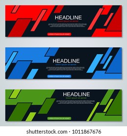 Modern geometric style colorful banners vector templates collection