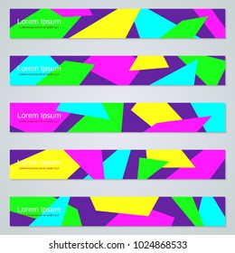 Modern geometric style colorful web banners vector templates collection