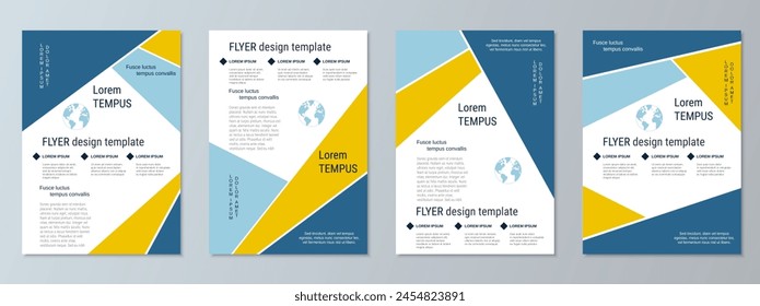 Modern geometric style flyer vector template collection. Abstract geometric background. Design for poster, booklet, brochure cover, card, coupon. A4 format