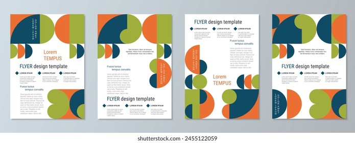 Modern geometric style flyer vector template collection. Abstract geometric background. Design for poster, booklet, brochure cover, card, coupon. A4 format