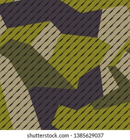 Modern geometric style green texture military camouflage.