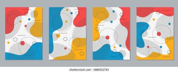 Modern geometric style trendy business flyer, booklet, brochure cover vector design templates collection. A4 format