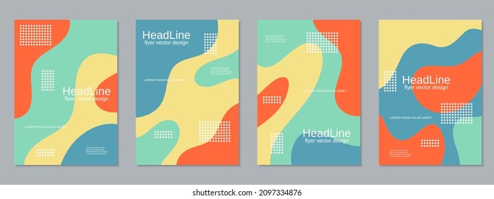 Modern geometric style trendy business flyer, booklet, brochure cover vector design templates collection. A4 format