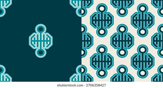 Modern Geometric Teal Pattern Illustration on Dark and Light Background