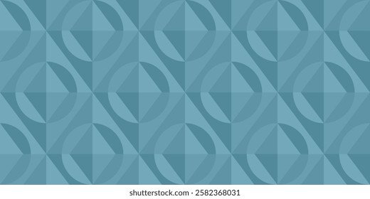 Modern geometric tessellation with interlocking circles and diamonds in various blue shades. Ideal for wallpapers, textiles, packaging, web backgrounds, or contemporary design projects.