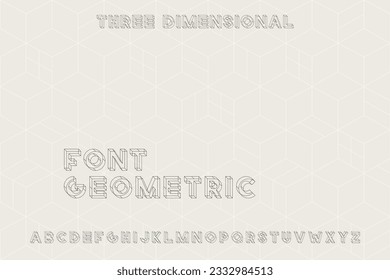 Fuente geométrica moderna de tres dimensiones. Diseño lineal minimalista. Alfabeto 3d inglés. Esbozar letras latinas digitales.