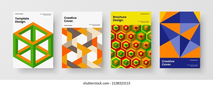 Modern geometric tiles brochure illustration collection. Original banner design vector layout set.