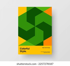 Modern geometric tiles presentation template. Fresh poster vector design concept.