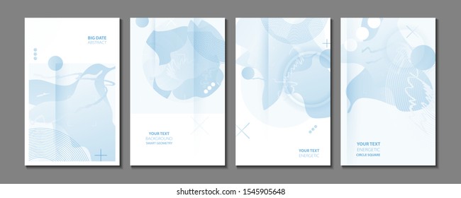Modern geometric trend abstract set christmas blue and white snowy light comfortable background