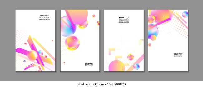 Modern geometric trend abstract set. Gradient shapes composition, vector covers new design