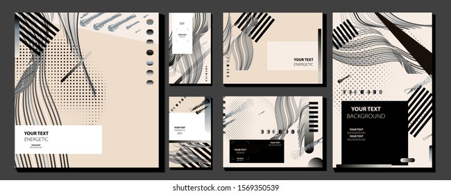 Modern geometric trend abstract set. Gradient shapes composition, vector covers new design