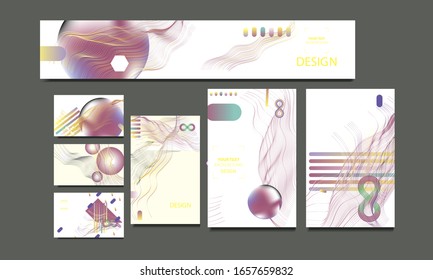 Modern geometric trend abstract set. Gradient shapes composition, vector covers new design