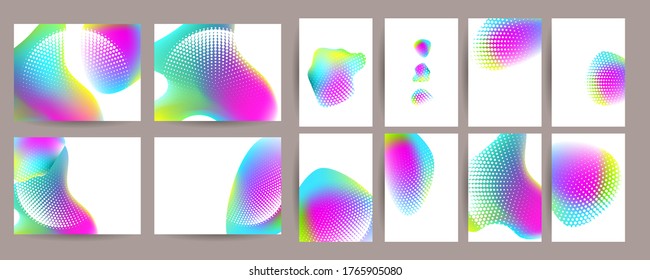 Modern geometric trend abstract set. Gradient shapes composition, vector covers new design