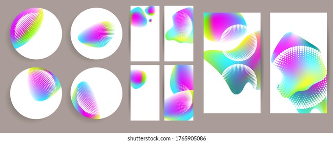 Conjunto abstracto de tendencia geométrica moderna. Composición de formas degradadas, el vector cubre un nuevo diseño