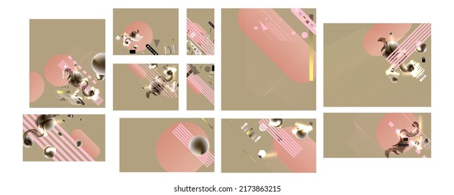 Modern geometric trend abstract set. Gradient shapes composition, vector covers new design