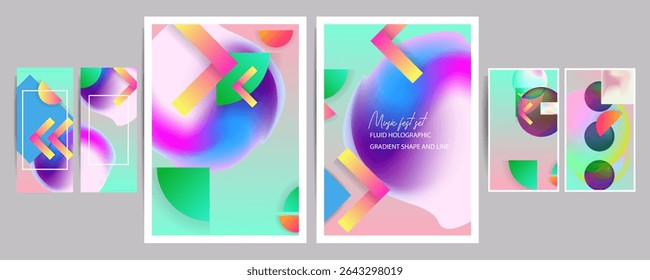 Conjunto abstracto de tendencia geométrica moderna. Composición de Formas degradadas, cubiertas de Vector nuevo diseño