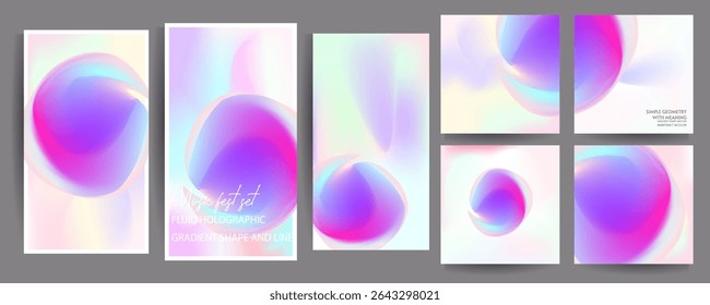 Modern geometric trend abstract set. Gradient shapes composition, vector covers new design