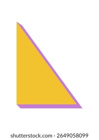 Modern geometric triangle icon. Abstract shape element with bold shadow. Geometric symbol of brutalism, flat style, y2k aesthetic, suitable for contemporary design projects.