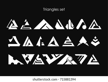 Modern geometric triangle icon logo set