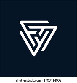 modern geometric triple F logo design vector template