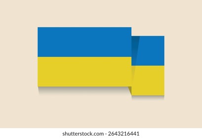 Modern Geometric Ukrainian Flag. Minimalist vector illustration of the Ukrainian flag with geometric 3D shadow design on a light background Vector Illustration