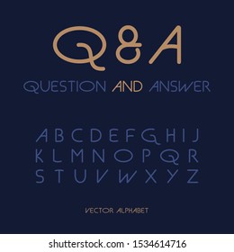 Modern geometric vector alphabet with mono line uppercase letters
