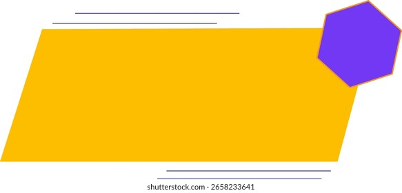 Modernes geometrisches Vektorbanner mit gelber Form und violettem Polygon - dynamisches Promo Label Design