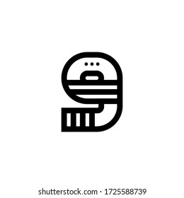Modern Geometric Vector Logo Number 9. 9 Number Design Vector
