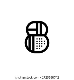 Modern Geometric Vector Logo Number 8. 8 Number Design Vector