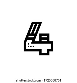 Modern Geometric Vector Logo Number 4. 4 Number Design Vector