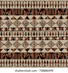 Modern geometric vector seamless border pattern. Abstract tribal geometrical background. Geometry wallpaper. Ethnic decorative black beige brown ornaments with triangles, shapes, rhombus. Rich texture