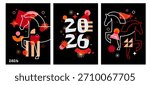 Modern geometric vertical banners for Chinese New Year 2026 - Year of the Horse