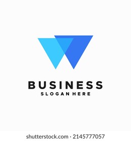 Moderno Geométrico W Diseño inicial del logo vectorial, logotipo de la carta inicial empresarial