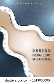 Modern geometric wave pattern background, halftone, dynamic shapes, small particles, vibrant colors. Cover design, poster, flyer, book design. Vector illustration
