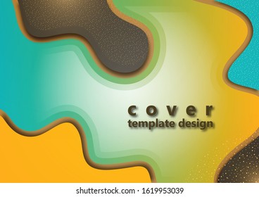 Modern geometric wave pattern background, dynamic shapes, small particles, bright colors. Cover design, poster, flyer, book design. Vector illustration