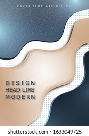 Modern geometric wave pattern background, halftone, dynamic shapes, small particles, vibrant colors. Cover design, poster, flyer, book design. Vector illustration