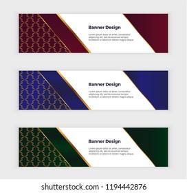 Modern geometric web banners. Design with triangles, golden lines. Horizontal template for business card, flyer, invitation, social media
