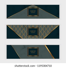 Modern geometric web banners. Design with triangles, golden lines. Horizontal template for business card, flyer, invitation, social media