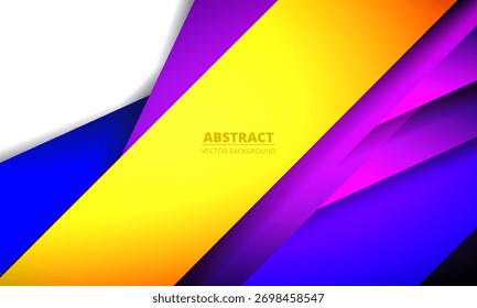 Modern geometric white vector abstract background with many-coloured diagonal shapes.