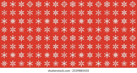 Moderna geométrica inverno sem costura padrão com flocos de neve. Natal e Ano Novo conceito. Ornamento Xmas, fundo vermelho. Vetor abstrato design geométrico para papel de embrulho, capa, impressão, caixa de presente