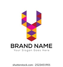 Modern geometric Y letter logo design with vibrant triangular shapes for a creative and bold brand identity