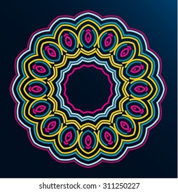 Modern geometric Yoga Mandala, tribal ethnic ornament, vector islamic arabic indian pattern.