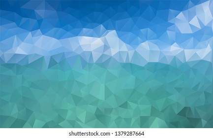 Сyan modern geometrical abstract background. Can be used as a texture, new background. Geometric background, geometric mosaic tile, Origami style, triangulation technique. Marine theme. 