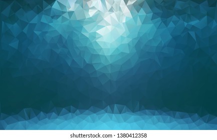 Сyan modern geometrical abstract background. Can be used as a texture, new background. Geometric background, geometric mosaic tile, Origami style, triangulation technique. Marine theme. 