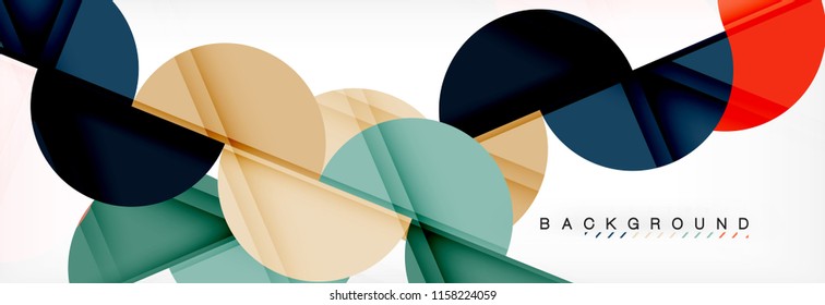 Moderner, geometrischer abstrakter Hintergrund - Kreise. Design-Vorlage für Geschäfts- oder Technologiepräsentationen, Broschüren oder Faltmuster für Flyer oder geometrischer Vektorgrafik-Webbanner